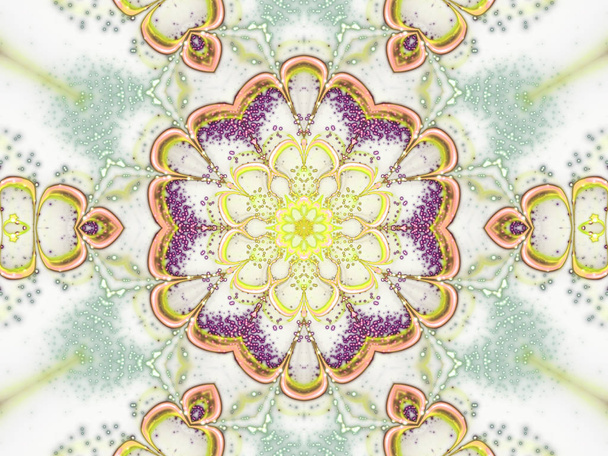 Light glossy seamless fractal mandala, digital artwork for creative graphic design - Photo, Image