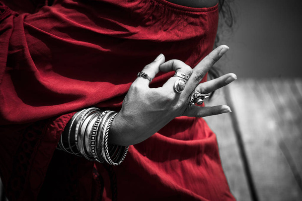 woman hands in yoga symbolic gesture mudra  - Photo, Image