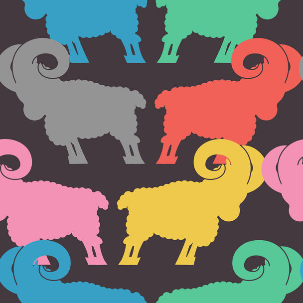 ram pattern. flock of sheep ornament. Farm Animal Background - Vector, Image