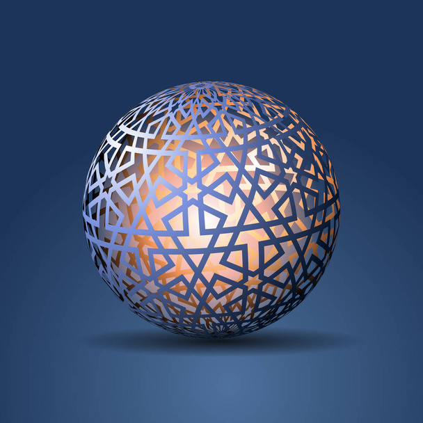 幾何学的な抽象的な形の飾りで飾られた 3d の球体 - ベクター画像