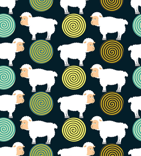 Hypnotic sheep for sleep pattern. Hypno farm animal - Διάνυσμα, εικόνα