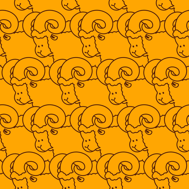 ram pattern. flock of sheep ornament. Farm Animal Background - Vector, Image
