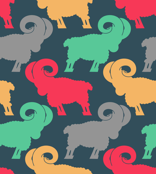 ram pattern. flock of sheep ornament. Farm Animal Background - Vector, afbeelding