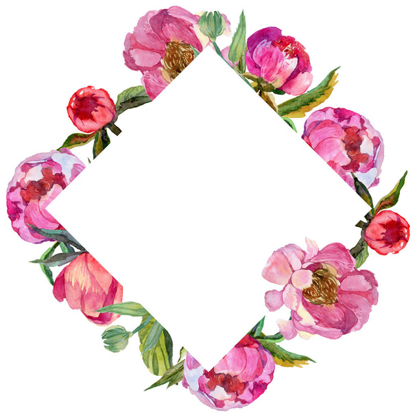 Wildblume Pfingstrose Blume Rahmen in einem Aquarell-Stil. - Foto, Bild