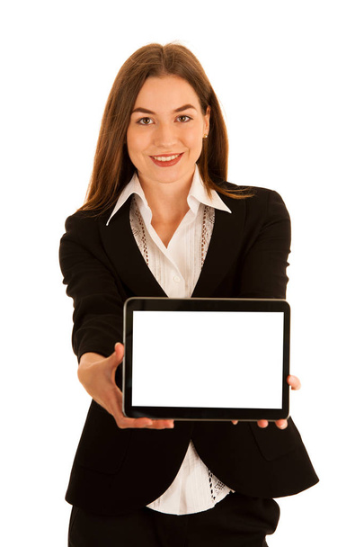 attractive young business woman showing presentation on her tabl - Foto, Imagen