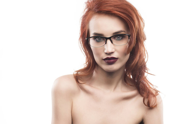 Eyewear glasses woman portrait isolated on white - Φωτογραφία, εικόνα