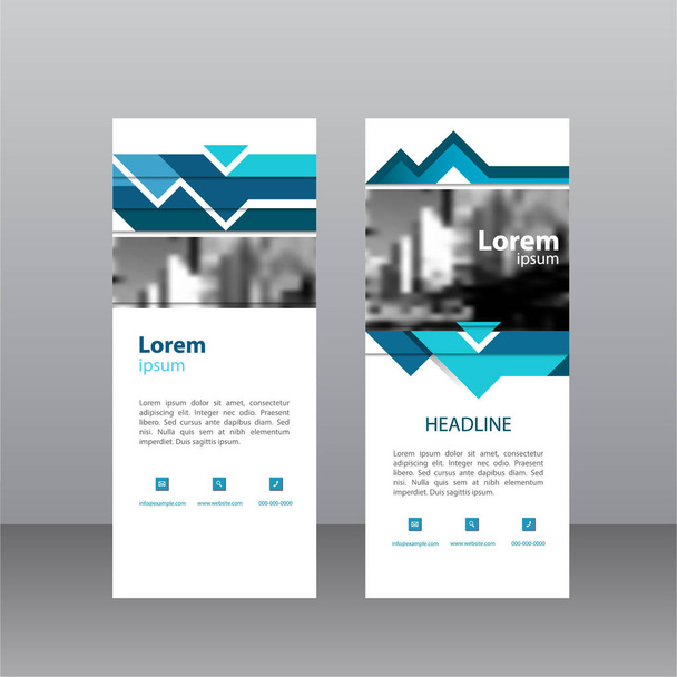 Standee design. Blue tones technology roll up business design with triangles and stripes. Vector templates - Vector, Image