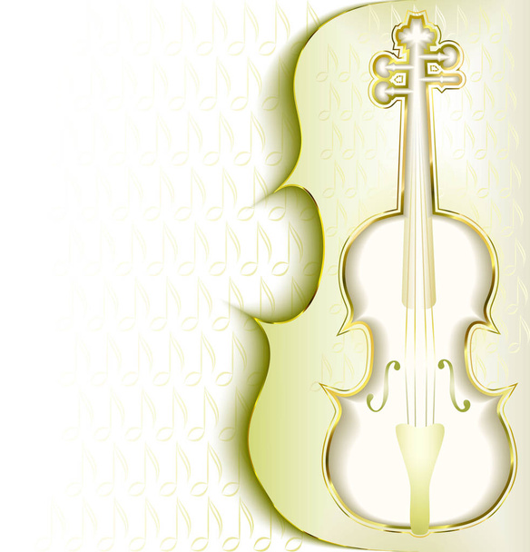 Witte muziek achtergrond met klassieke viool - Vector, afbeelding