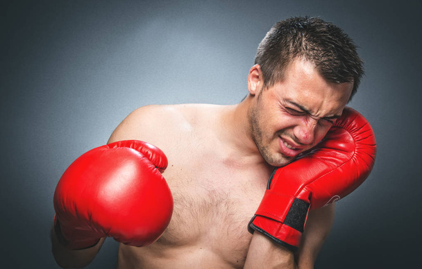 Beaten boxer crying - Foto, immagini