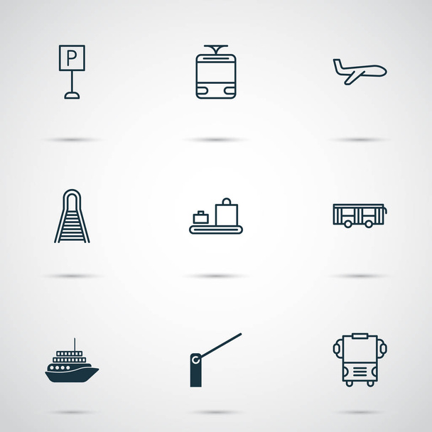 Shipping Icons Set. Collection Of Vehicle, Railway, Air Transport And Other Elements. Also Includes Symbols Such As Railway, Transport, Road. - Vettoriali, immagini