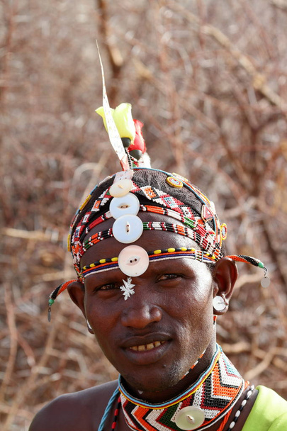 Headdress of a Samburu warrior in Kenya - Photo, Image