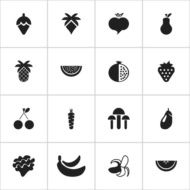Set Of 16 Editable Berry Icons. Includes Symbols Such As Jungle Fruit, Lettuce, Delicious And More. Can Be Used For Web, Mobile, UI And Infographic Design. - Vector, Image