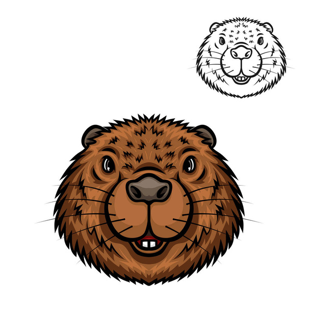 Beaver animal head isolated cartoon icon - Vector, Image