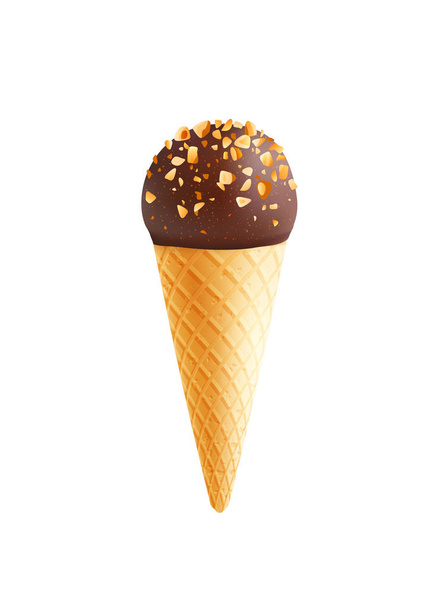 Παγωτό σοκολάτα κώνου απομονωμένες 3d απεικόνιση - Διάνυσμα, εικόνα