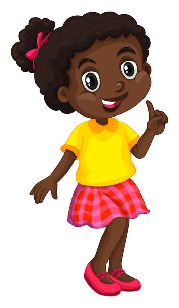 African American girl w żółtej koszulce - Wektor, obraz