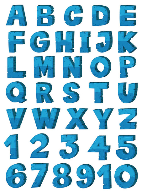 Engels alfabet lettertype ontwerp in blauwe kleur - Vector, afbeelding