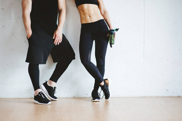 Athlete Couple Lifestyle Fit Fitness Sporty Gym Concept - 写真・画像