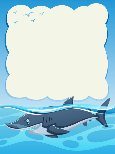 Ontwerp voor een papieren achtergrond met wild shark - Vector, afbeelding