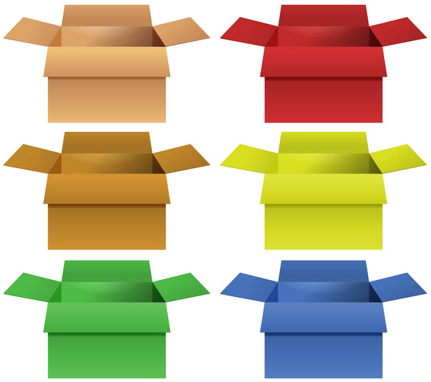 Kartonnen dozen in zes kleuren - Vector, afbeelding