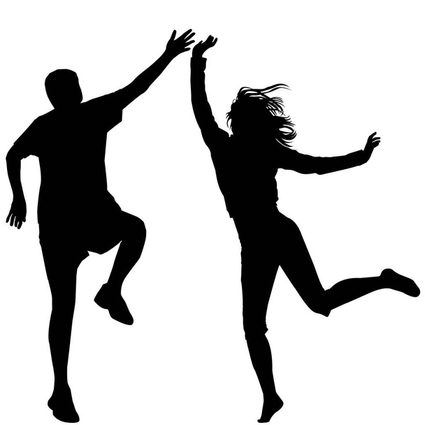 hombre y mujer saltando
 - Vector, Imagen
