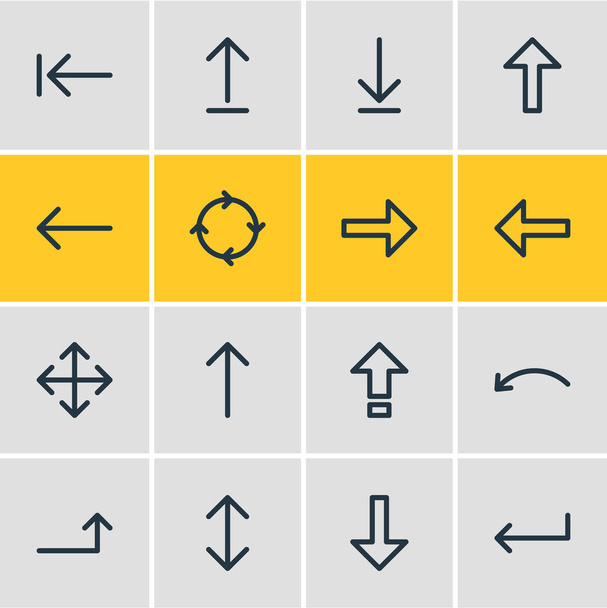 Vector Illustration Of 16 Direction Icons. Editable Pack Of Submit, Upwards, Exchange And Other Elements. - Vettoriali, immagini