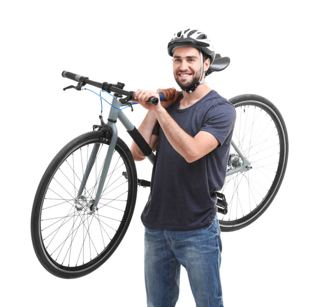 young man with bicycle  - Фото, зображення