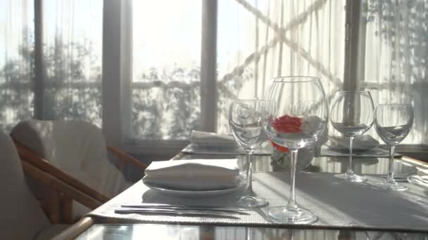 Dining table under sunlight. - Footage, Video