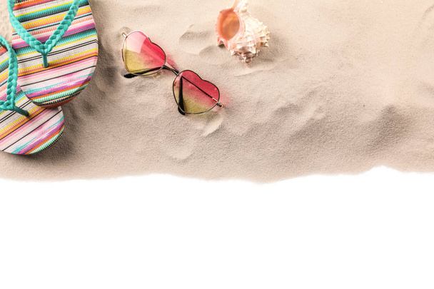 Sand with beach accessories  - Фото, зображення