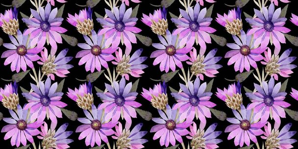 Wildflower immortelle flower pattern in a watercolor style. - Valokuva, kuva