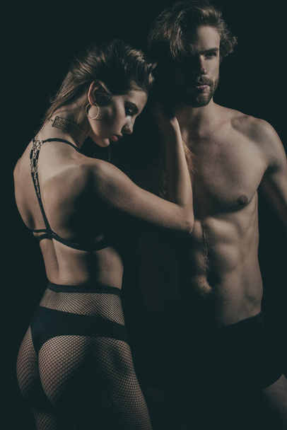 Woman and man in sexy underwear - 写真・画像