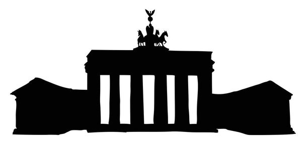 Vector landmark. Sketch of main sights of Berlin - Brandenburg g - Vector, Image