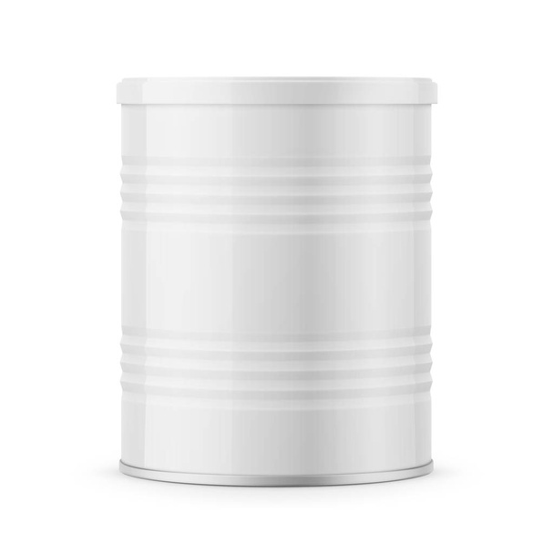 Round glossy tin can for powder milk. - Vector, Image