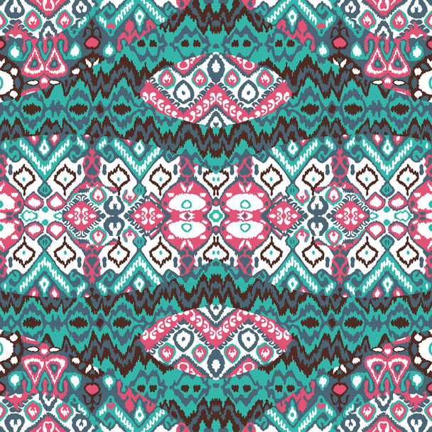 Ethnic bohemian arabesque pattern. Zigzag geometric retro abstra - Vector, Image