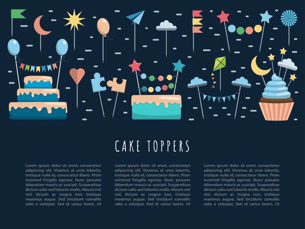 set pastel y cupcake toppers
 - Vector, Imagen