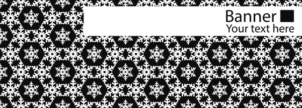 Rasterin kuvitus. Trendikäs vaakasuora banneri valkoinen koristeellinen lumihiutaleet eristetty
 - Valokuva, kuva
