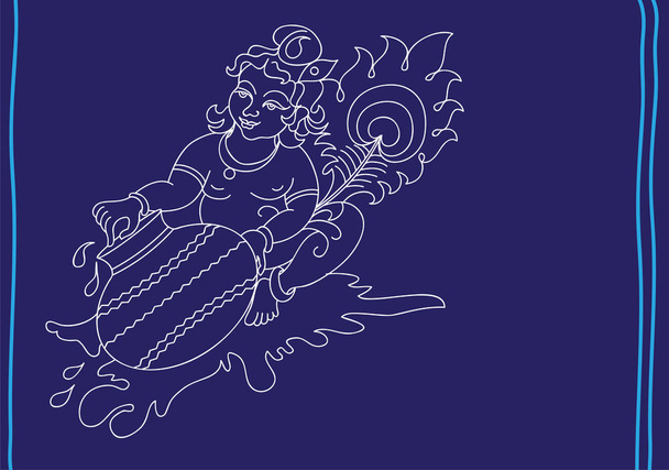 Каллиграфический Господь Кришна
 - Вектор,изображение