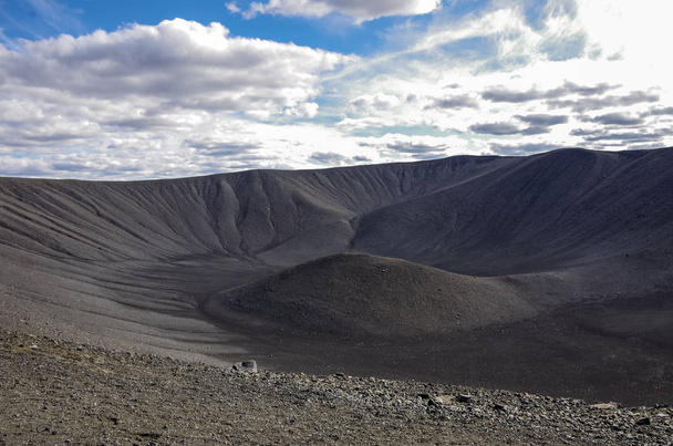 Hverfjall volcanic crater near lake Myvatn in Iceland, one of the largest volcanic craters in the world with diameter of almost 800m at the top - Photo, image