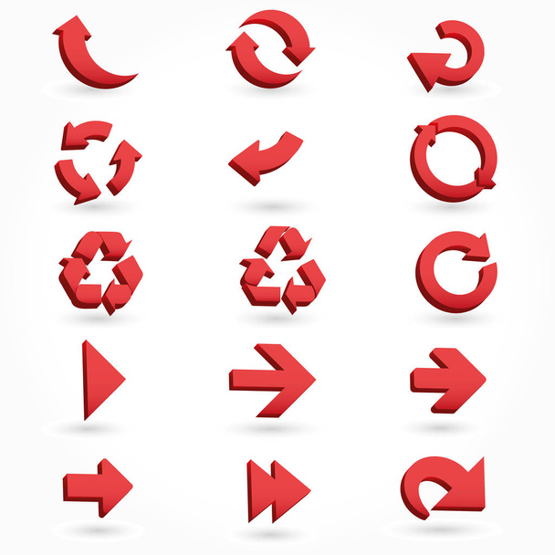Set of red arrow 3D icons  - Vektor, obrázek