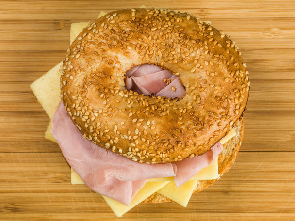Ham and Cheese Toasted Bagel - Photo, image