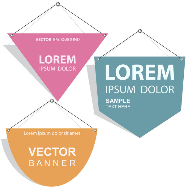 A set of suspended inclined banner of various shapes. Vector des - Vector, afbeelding