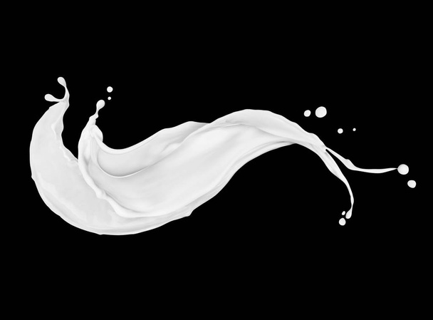 Splashes of milk or cream on black background - Foto, Imagem