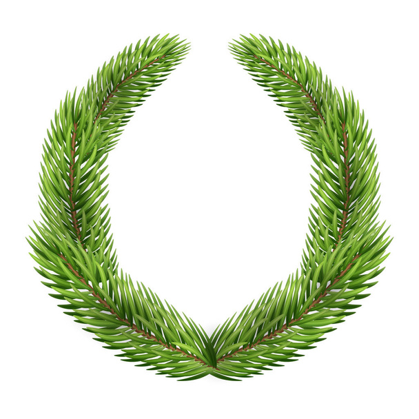 Fir wreath on the white background. Vector backdrop for Christmas and New Year. Elegant frame with pine branches. Happy holiday illustration. - Vector, Image
