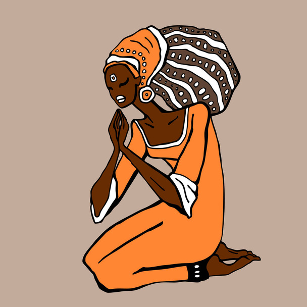 African woman in ethnic style - Vetor, Imagem