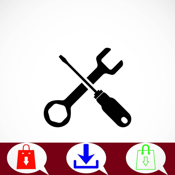 destornillador e icono de llave inglesa - Vector, imagen
