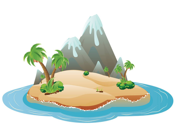 Cartoon Volcano Island - Vector, Image