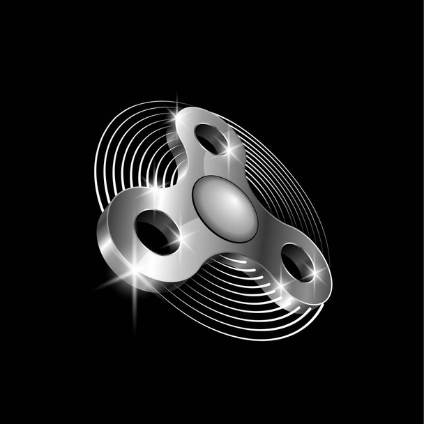 Hand spinner toy. Vector metallic fidget spinner illustration. - Vector, Image