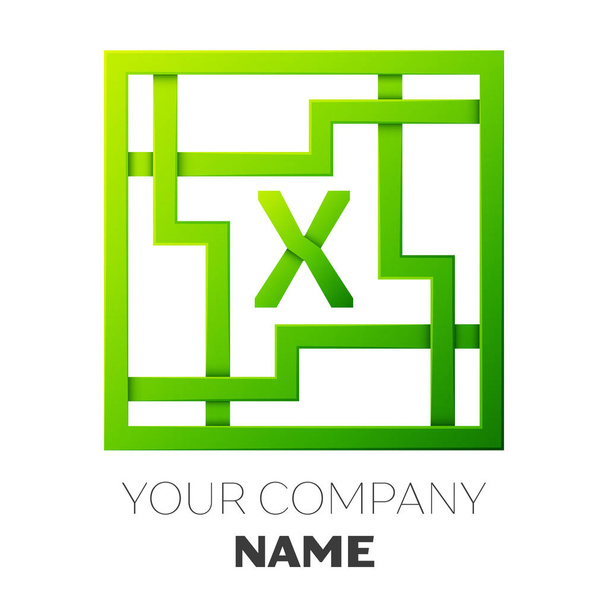Logo vettoriale lettera X realistico simbolo nel labirinto quadrato colorato su sfondo bianco. Shadow Breaks. Modello vettoriale per il tuo design
 - Vettoriali, immagini