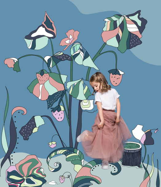 Little girl with magic plants - Foto, immagini