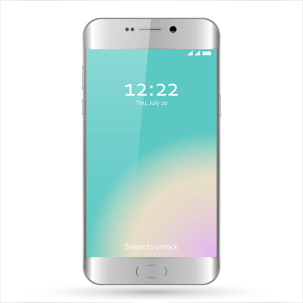 Smartphone in telefoon stijl grijze kleur met lege touchscreen geïsoleerd op een witte achtergrond vectorillustratie - Vector, afbeelding