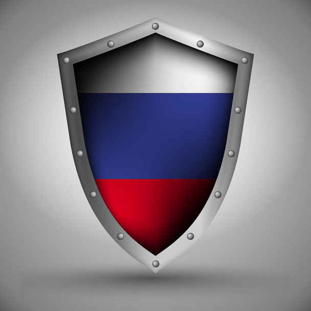 Shield with the Russian flag - Vettoriali, immagini